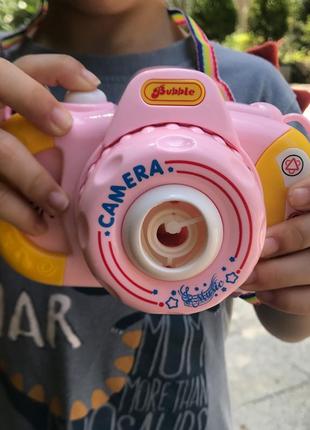 Дитячий фотоапарат для мильних бульбашок bubble camera рожевий 02226