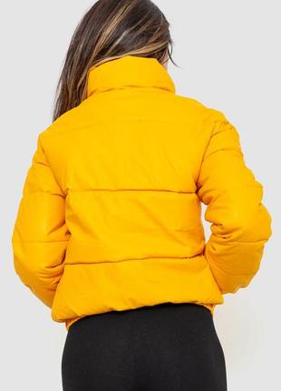 Куртка женская из эко-кожи на синтепоне цвет желтый3 фото
