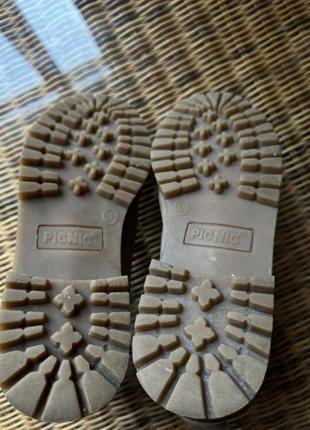 Зимові замшеві черевики picnic оригінальні бежеві з хутром3 фото