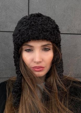 Шапка ушанка теплая барашек тедди