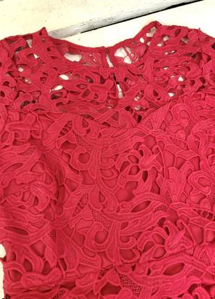 Платье брендовое красное dorothy perkins кружево 12(40) l7 фото