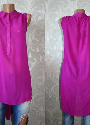 Блуза без рукавов сиренево-фиолетовая / топ / рубашка/ с удлиненной спинкой, румыния, 20