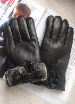 Теплі чоловічі шкіряні перчатки