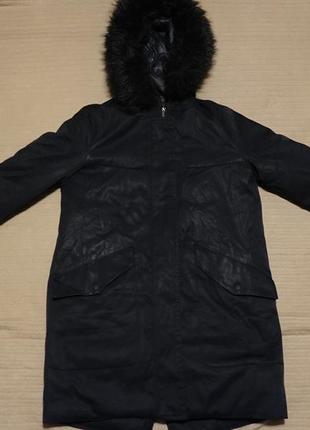 Замечательная черная фирменная парка-пуховка zara trafaluc dry and warm black winter coat women’s  m