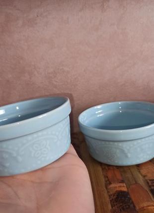 Набор шикарных керамических соусниц, пиалы голубые4 фото