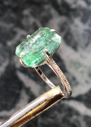 Кольцо серебро с природным  зеленым турмалином бразилия4 фото