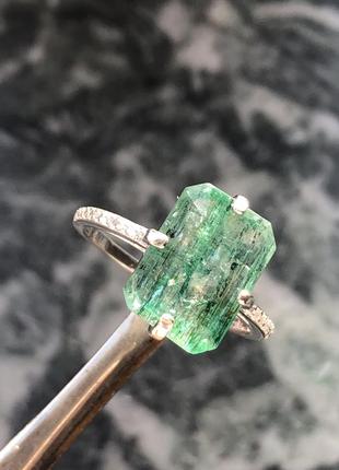 Кольцо серебро с природным  зеленым турмалином бразилия5 фото