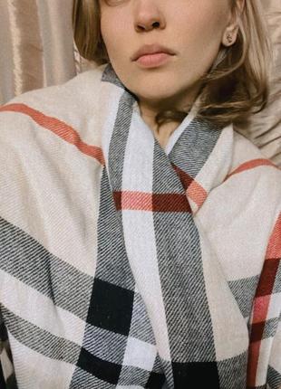 Шарф шаль палантин в стиле burberry шарф в крупную клетку