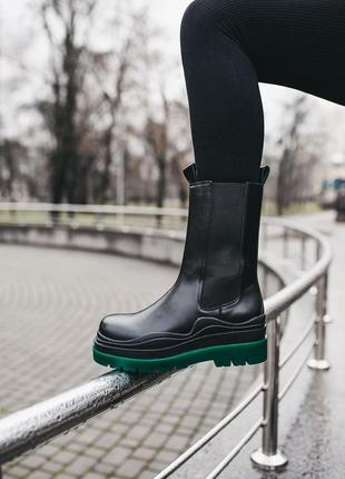 Женские ботинки bottega veneta black green7 фото