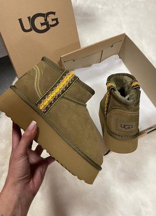 Ugg ultra mini braid platform boot olive