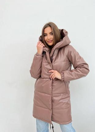 Куртка женская зимняя зефирка из экокожи разм. 42-465 фото