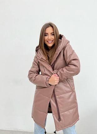 Куртка женская зимняя зефирка из экокожи разм. 42-462 фото