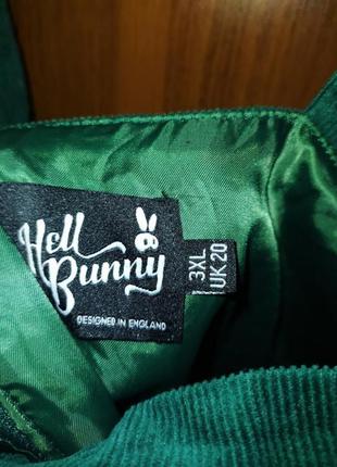 Большой вельветовый сарафан зеленый hell bunny2 фото