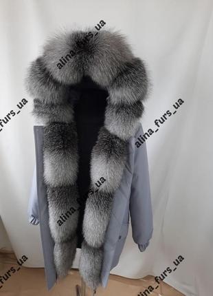 Жіноча зимова  куртка парка пальто з натуральним хутром блюфрост в срібному,bluefrost, блюфрост ,42-60 р.р.2 фото