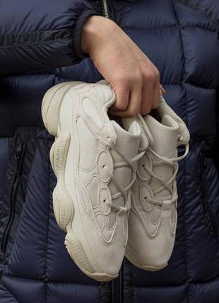 Зимові чоловічі кросівки adidas yeezy 500 winter beige бежевого кольору термо