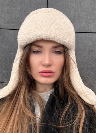 Ушанка на флісі барашек тедді