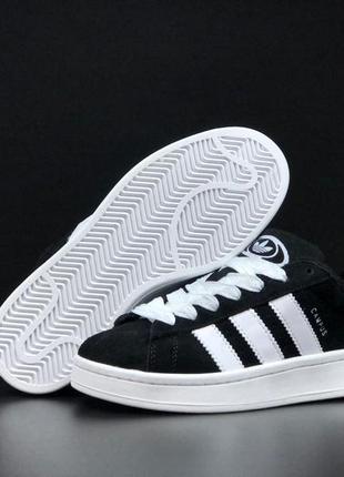 Зимние женские кроссовки adidas campus black white fur черного с белым цветам с мехом5 фото