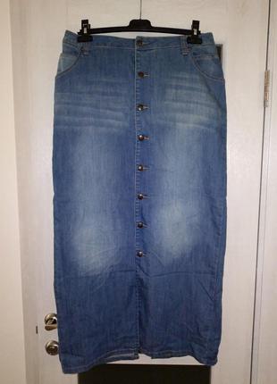 Довга джинсова спідниця1 фото