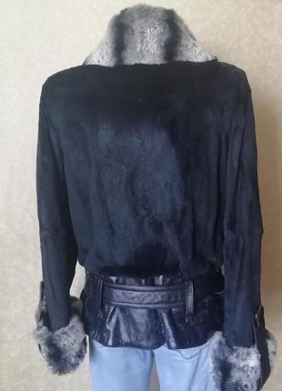 Женская куртка - полушубок из натурального стержневого кролика, воротник - шиншилла.7 фото