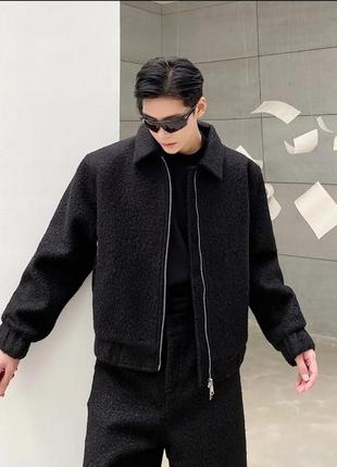 Шерстяной бомбер букле унисекс в стиле zara