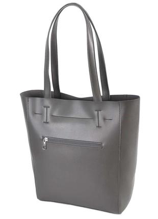 Гарна жіноча сумка-шопер шкірозамінник 518 графіт2 фото