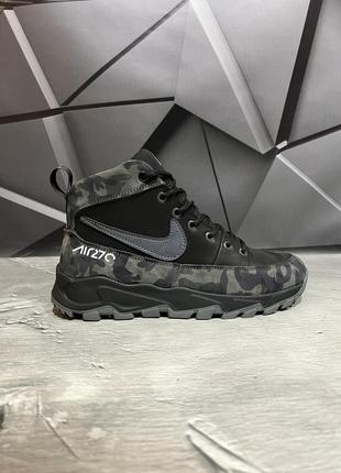 Зимние мужские ботинки nike black grey (мех) 40-41-42-43-44-458 фото