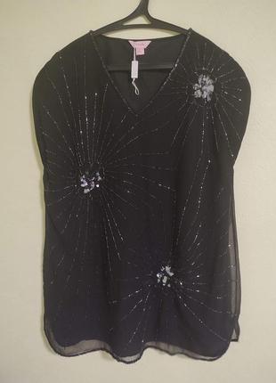 Праздничная шифоновая блуза с бисером1 фото