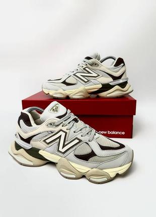 Чоловічі шкіряні кросівки з сіткою в стилі new balance 9060 🆕 кросівки нью баланс