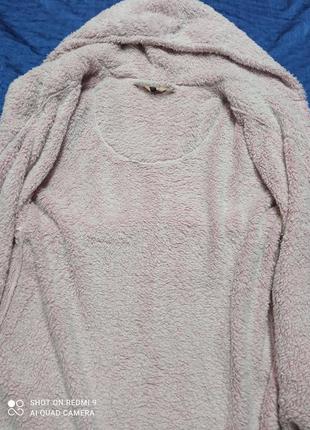 Теплий пухнастий халат із капюшоном4 фото