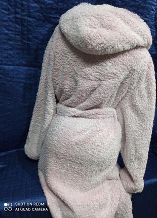 Теплий пухнастий халат із капюшоном2 фото