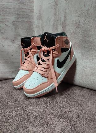 Nike air jordan 1 retro high pink/white6 фото