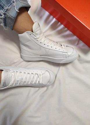 Nike blazer mid 77 full white(рефлективный логотип)8 фото