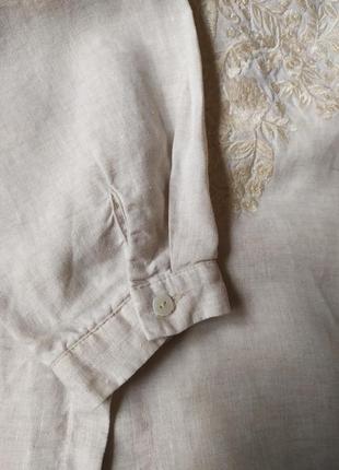 Льняная рубашка с вышивкой, льняная вышиванка, вышиванка оверсайз9 фото
