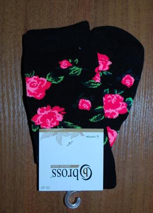 Демісезонні шкарпетки р. 36-40 бросс bross квіти1 фото