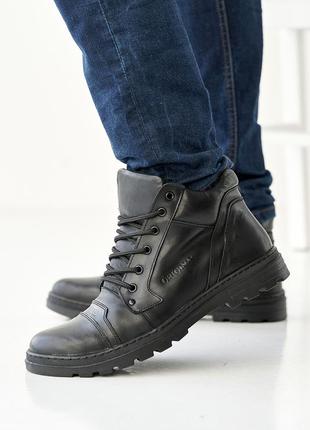 Чоловічі черевики шкіряні зимові чорні gras с б, розмір: 40, 43, 44