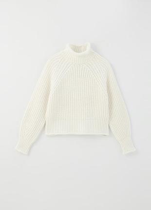Тёплый свитер молочного цвета h&m укороченный свитер под горло оверсайз5 фото