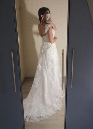 Свадебное платье со шлейфом, платье , кружевное платье vera wang