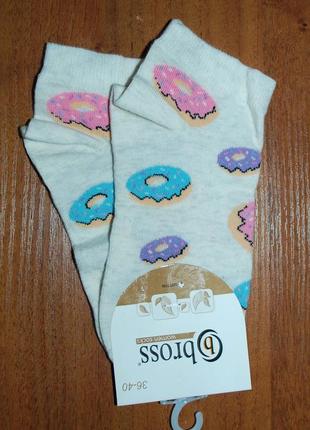 3 пари укорочені шкарпетки р. 36-40 бросс bross пончики3 фото