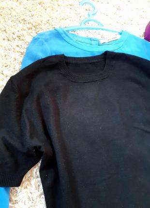Базовый черный свитер короткий рукавчик, вискоза,  р. 44/468 фото