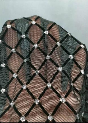 Женское черное роскошное боди сетка с серебряным напылением 20235 фото