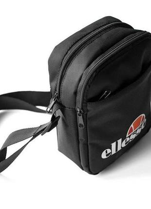 Чоловіча сумка месенджер ellesse casual чорна спортивна барсетка текстильна через плече4 фото