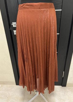 Спідниця пліссе довга з блиском, юбка плісірована xetra1 фото