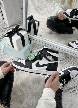 Кроссовки air jordan retro 1 grey white мех❄️