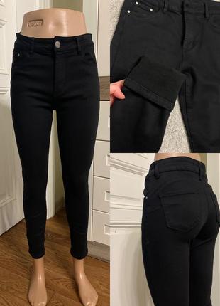 Утепленные черные скинни m’sara зауженные джинсы женские