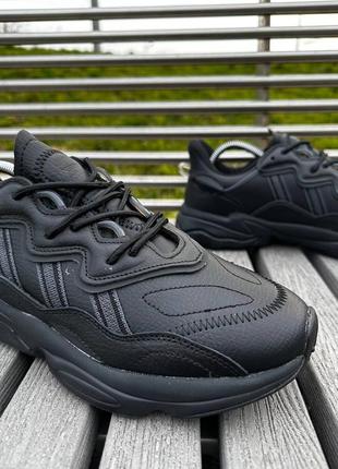 Чоловічі шкіряні чорні кросівки в стилі adidas ozweego 🆕 адідас озвіго