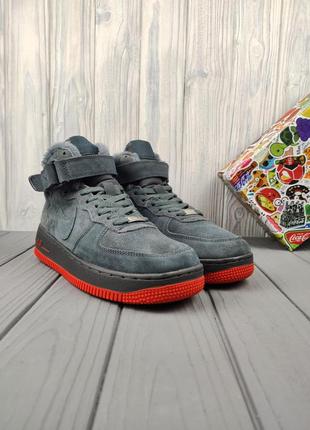 Nike air force 1 high winter gray red4 фото