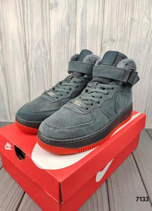Nike air force 1 high winter gray red3 фото