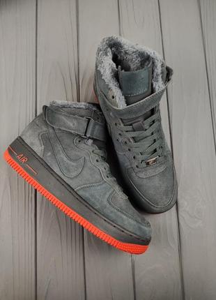 Nike air force 1 high winter gray red5 фото