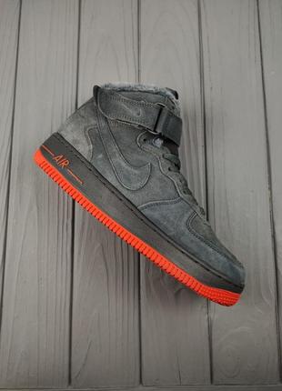 Nike air force 1 high winter gray red1 фото