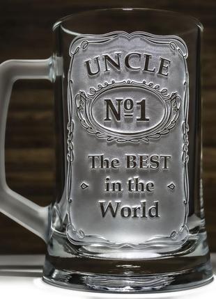 Бокал для пива с гравировкой дядя №1 самый лучший в мире uncle the best in the world